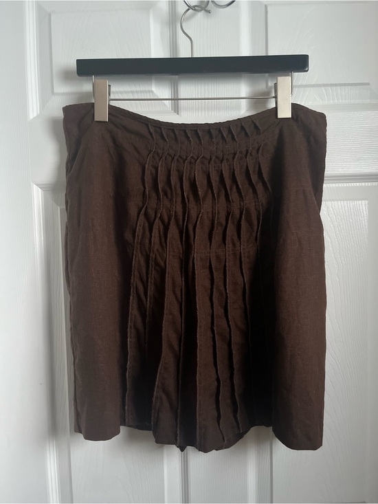 Sara Isabella Dresses & Skirts - Y2K Sara Isabella Linen Blend Skirt Brown 8 Medium Pintuck Pleated Midi Vintage